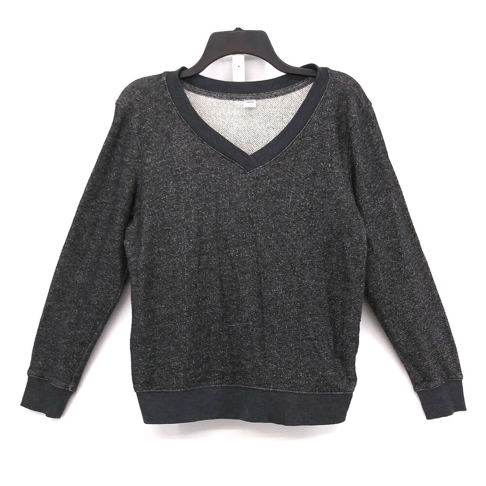 Old Navy Sweatshirt Women Size Small Gray Long Sleeve V-Neck Casual Top